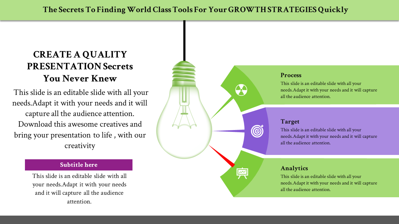Free - Fantastic Growth Strategy PPT With Three Noded Slides